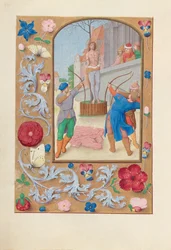 Stundenbuch der Königin Isabella der Katholischen, Königin von Spanien: Fol. 177v, St. Sebastian, um 1500