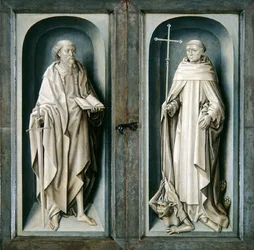 St. Paul und St. Benedikt, geschlossene Tafeln des Verkündigungstriptychons, ca. 1483