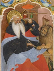 Heiliger Hieronymus zieht einen Dorn aus der Pfote eines Löwen