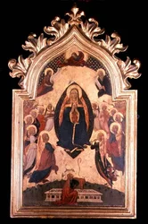 Madonna in einer Mandorla mit musizierenden Engeln