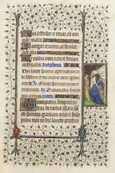 Ms 62 f.132r Personifikation der Nekromantie, die ein Buch ersticht, aus den 