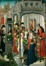 Die Predigt des Heiligen Gery, "die pastorale Predigt", mit der Kirche Saint Gudule im Hintergrund