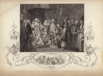 König George III. empfängt den türkischen Botschafter und Gefolge