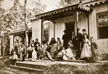 General Heintzelman unterhält Freunde im Genesungslager, Alexandria, 1861-65
