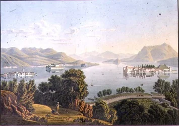 Blick auf den Lago Maggiore und die Borromäischen Inseln (Vue du Lac Majeur et des Isles Boromees)