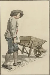 Mann mit Schubkarre