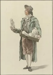 Straßenverkäufer mit Gipsfiguren