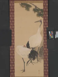 Kraniche, Bambus und Kiefer, Edo-Periode