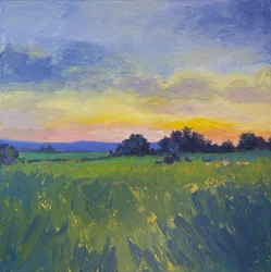 Lebendiger Feldsonnenuntergang