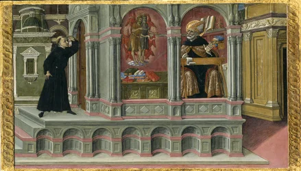 Die Vision des heiligen Augustinus von den Heiligen Hieronymus und Johannes dem Täufer, 1476