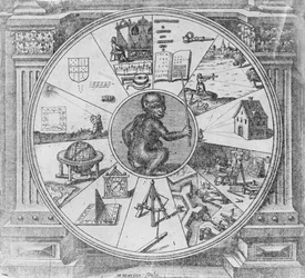 Frontispiz zu Robert Fludds Utriusque Cosmi Historia, Tractatus Secundus de Naturae Simia Sue Tecnica Macrocosmi, Frankfurt, 1624