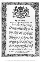 Kalligraphische Ausstellung von Matthew Buchinger, Zwerg von Nürnberg, 1717