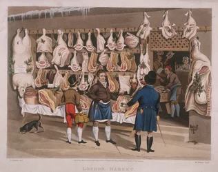 Londoner Markt, ein Metzgerladen, 1822