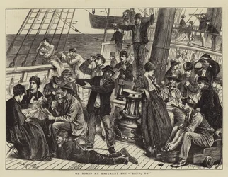 An Bord eines Auswandererschiffs, Land, Ho!