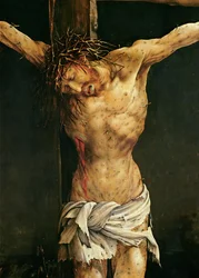 Christus am Kreuz, Detail vom zentralen Kreuzigungspanel des Isenheimer Altars