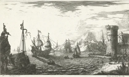 See Hafen mit einlaufenden Schiffen