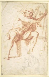 St. Johannes der Täufer sitzend und eine Studie für St. Johannes der Täufer mit zwei Aposteln