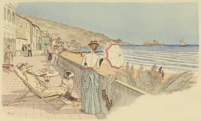 Ein Paar auf ihrer Hochzeitsreise entspannt sich am Meer auf der Insel Gallinara, Italien