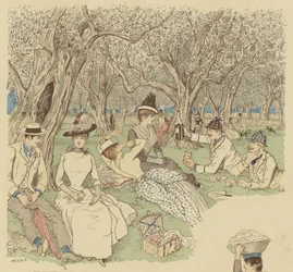 Ein Picknick unter den Olivenbäumen in Beaulieu im Süden Frankreichs