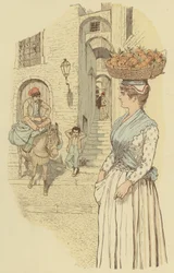 Straßenleben in den engen Gassen der Altstadt von San Remo, Italien
