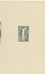 Illustration mit nackter weiblicher Heiliger, die bei einem Baum neben einem Gedicht in Paul Verlaines Gedichtband steht