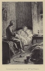 Gespräch zwischen Rousseau und Madame de Warens (Gravur)