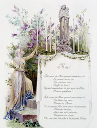 Mai „La Chanson du mois“ von Jérôme Doucet, Illustration - Maurice Leloir, ed. Reims 1904. L. Michaud