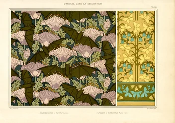 Jugendstil-Oberflächenmuster mit Fledermaus- und Schmetterlingsmotiven