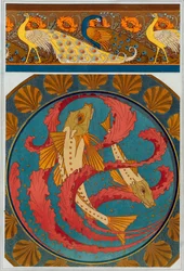 Entwürfe für Pfauen- und Mohnrand, veröffentlicht 1897