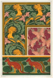 Entwürfe für Tapetenbordüren und Seidenstoff, veröffentlicht 1897