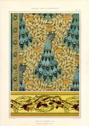 Pfauen und Fische in Jugendstilornamentik