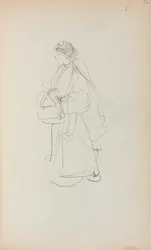 Italienisches Skizzenbuch: Stehende Frau mit Tasche (Seite 56)