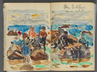 Skizzenbuch - The Granite Shore Hotel, Rockport, Seite 034 & 35: Kinder am Strand