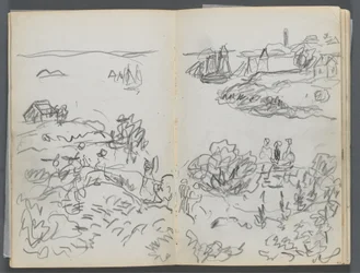 Skizzenbuch, The Dells, Nr. 127, Seite 042 & 43: Bucht mit Booten und Figuren