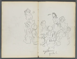 Skizzenbuch, Die Dells, Nr. 127, Seite 074 & 75: Figuren mit Farbanmerkungen