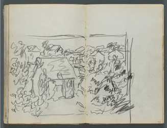 Skizzenbuch, Die Dells, Nr. 127, Seite 154 & 155: Landschaft mit Häusern