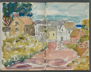 Skizzenbuch, The Dells, Nr. 127, Seiten 166 und 167: Dorf mit Häusern und Straße