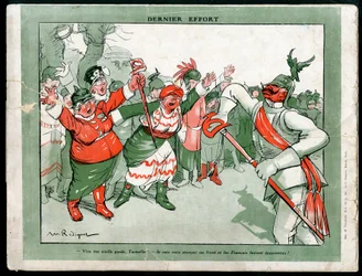 Illustration von Maurice Radiguet (1866-1941) in Mode in Deutschland, ca. 1915 - Letzter Versuch - Krieg von 14-18, Deutschland Preußen, Mode, Dreibund - Wilhelm II