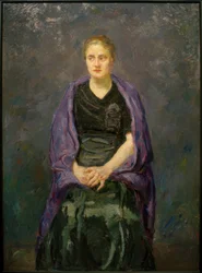 Bildnis Minna Beckmann-Tube mit violettem Schal
