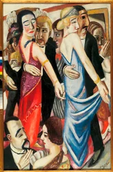 Tanz in Baden-Baden (Deutschland). Beschreibung von Paaren in Abendkleidung mit traurigen Blicken. Gemälde von Max Beckmann (1884-1950)