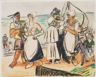 Holländische Fischer am Strand