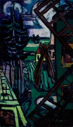 Große Laren-Landschaft mit Windmühle