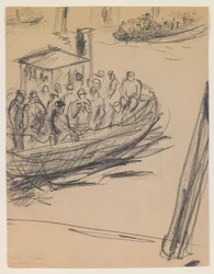 Langboot mit Hafenarbeitern