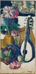 Stilleben mit violetten Dahlien