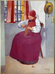 Strickende Frau