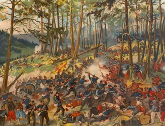 Französische und deutsche Infanterie kämpfen bei Raon l