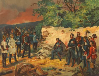 König Wilhelm I. von Preußen in Rezonville nach der Schlacht von Mars-la-Tour