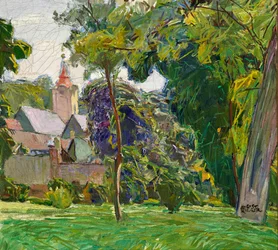 Parklandschaft mit Kirche