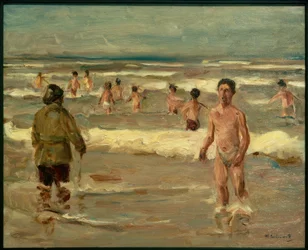 Badende Knaben im Meer