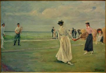 Tennisspieler am Meer